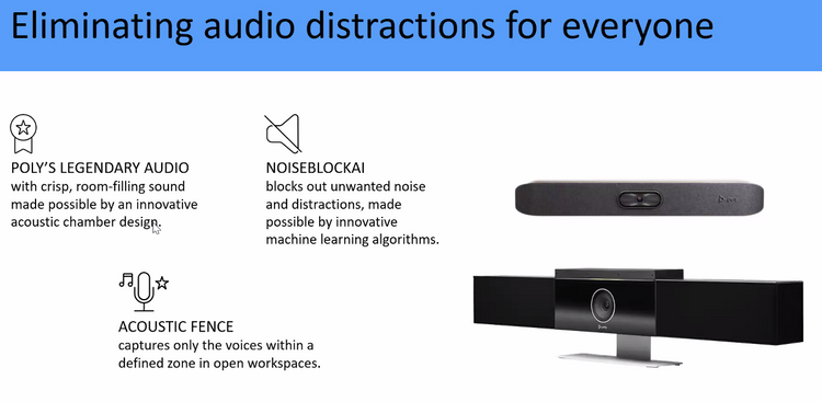 #Poly #StudioUSB #Unidad_de_Video #Camara_Inteligente #Acoustic_Fence #Noise_Block #Enfoque_grupal #Enfoque_orador #resolucion_4K #Zoom_electronico_5x #Campo_de_vision_120_grados #Almacenamiento_en_la_Nube #Google_Poly_HP #strongertogether